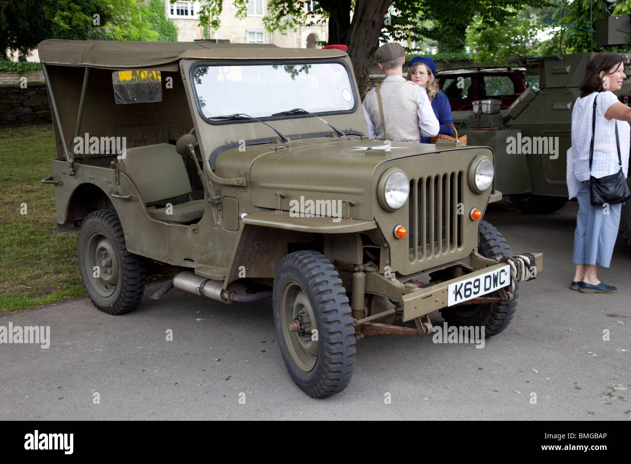 Fully restored World War 2 Willys MB US army jeep parked Bishops Cleeve Street Fair 2010 UK Stock Photo