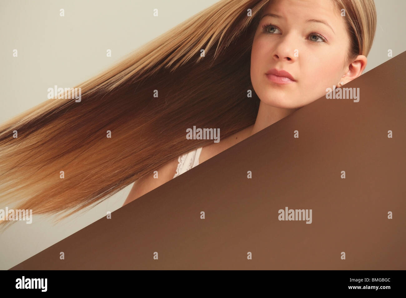 Portrait Of A Girl With Long, Straight Hair Stock Photo