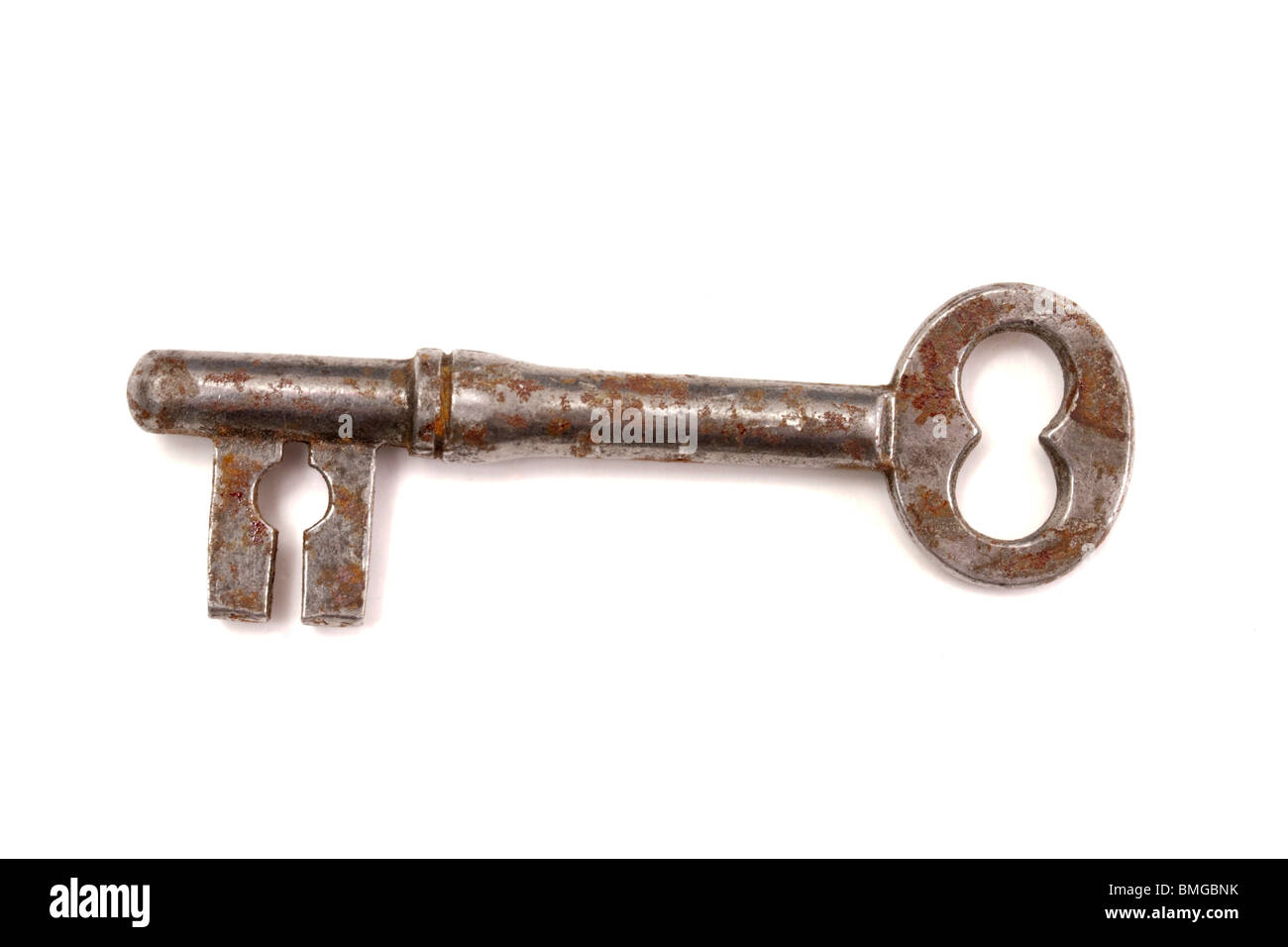 Old key isolated on white background Stock Photo - Alamy