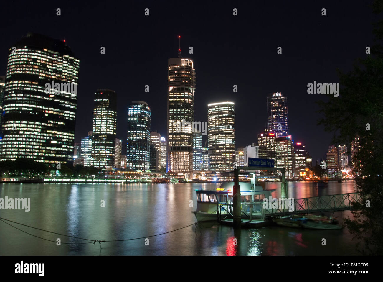 View of the river and the city skyline of Brisbane Stock Photo