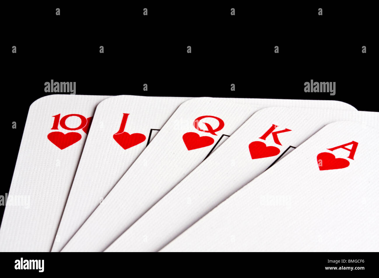 Hearts Royal Flush Cards Stock Photo Alamy