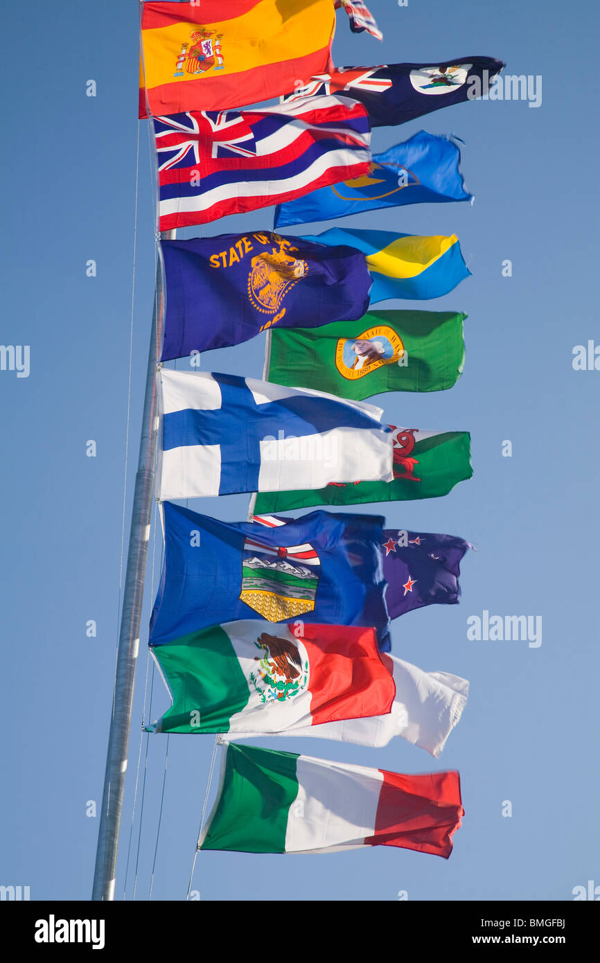 International Flags On A Flagpole Stock Photo Alamy