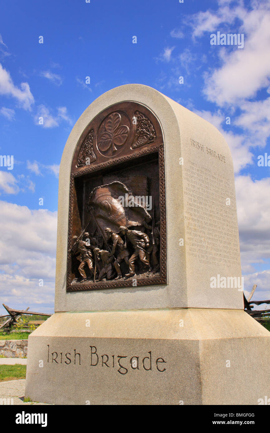 Irish Brigade Monument, Sunken Road, Antietam National Battlefield, Sharpsburg, Maryland Stock Photo