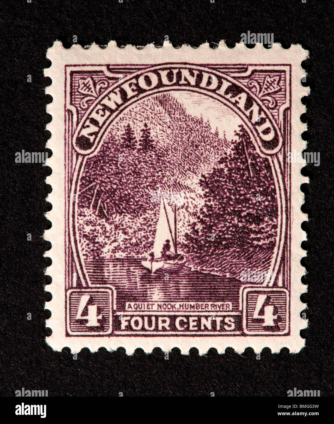 Postage stamp from Newfoundland depicting the Humber River Stock Photo