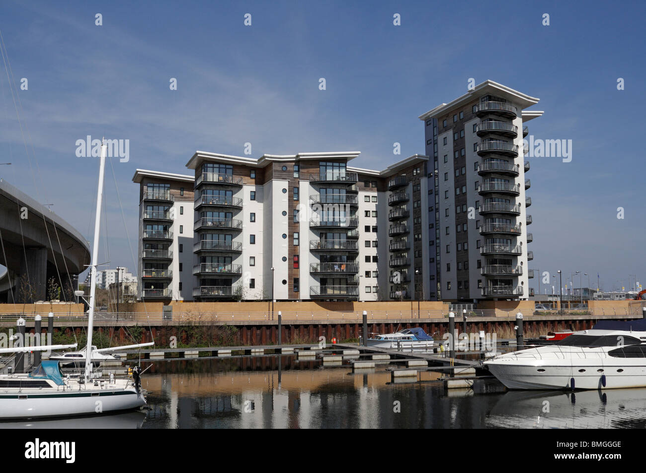 Riverside residential housing development in Cardiff Bay Wales UK