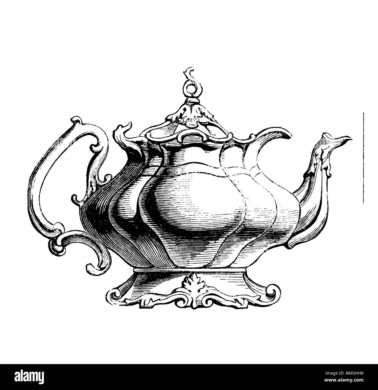 Black and white engraving cut out isolated on white. Illustration of an art item exhibited at the Great London Exhibition 1851. Stock Photo
