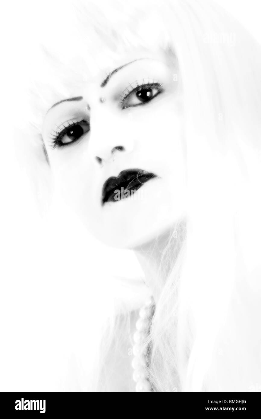Long hairs woman Black and White Stock Photos & Images - Alamy