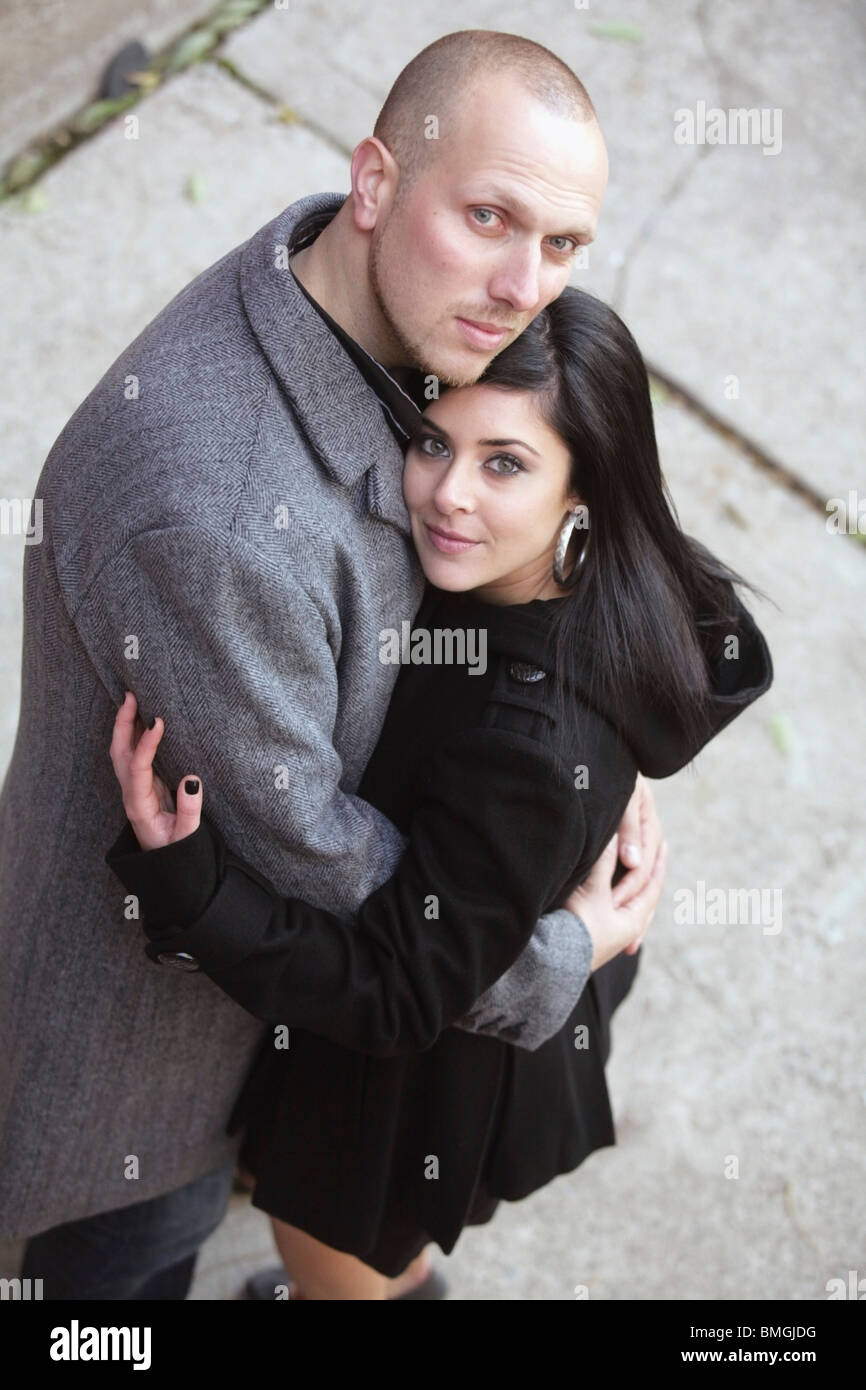 A Couple In An Embrace From A High Angle Stock Photo - Alamy