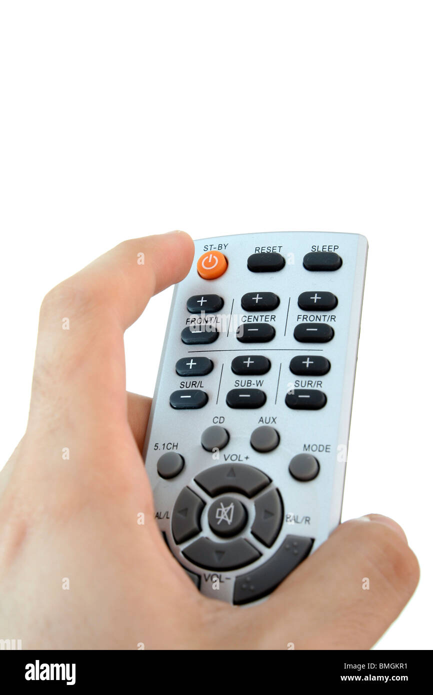 Remote Control in a man hand. Close up Stock Photo - Alamy