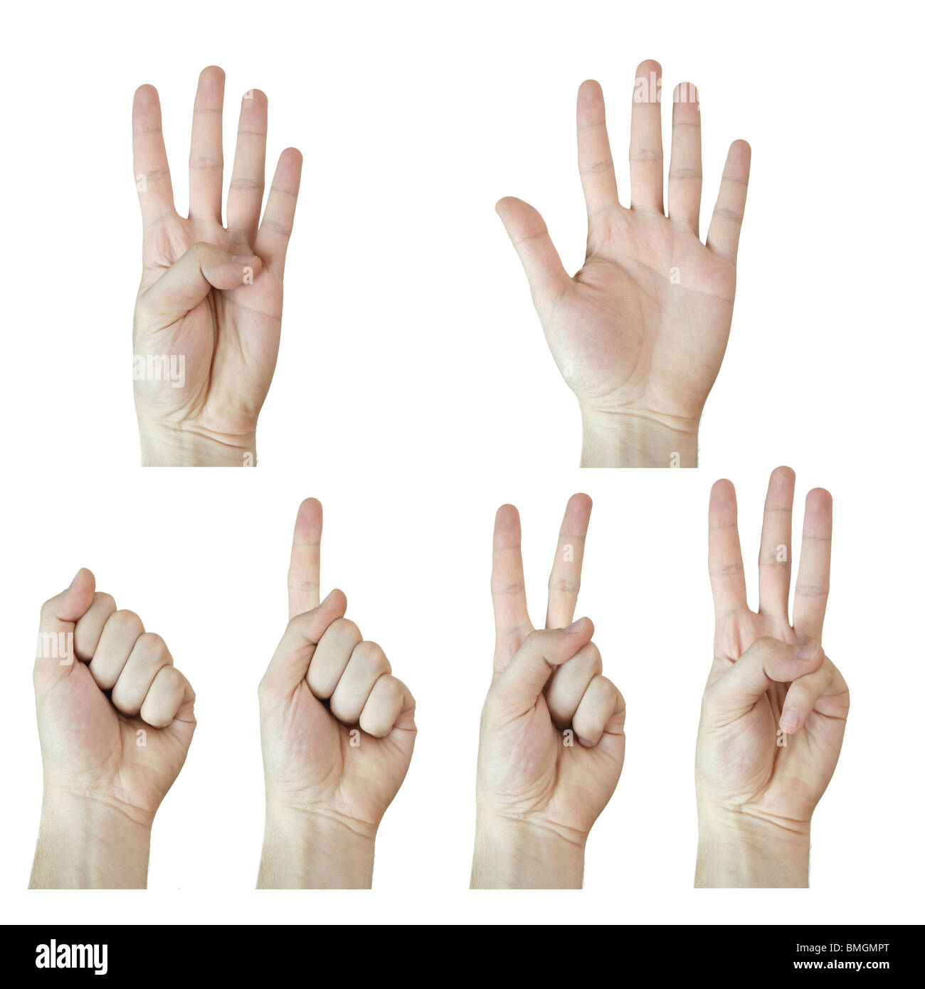 A man hand numbering. Isolated on white Stock Photo - Alamy