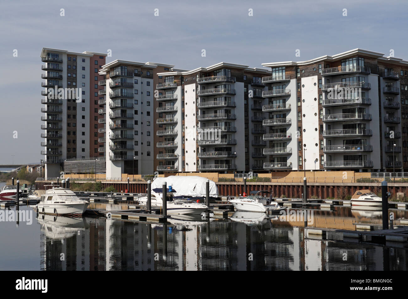 Riverside residential housing development in Cardiff Bay Wales UK
