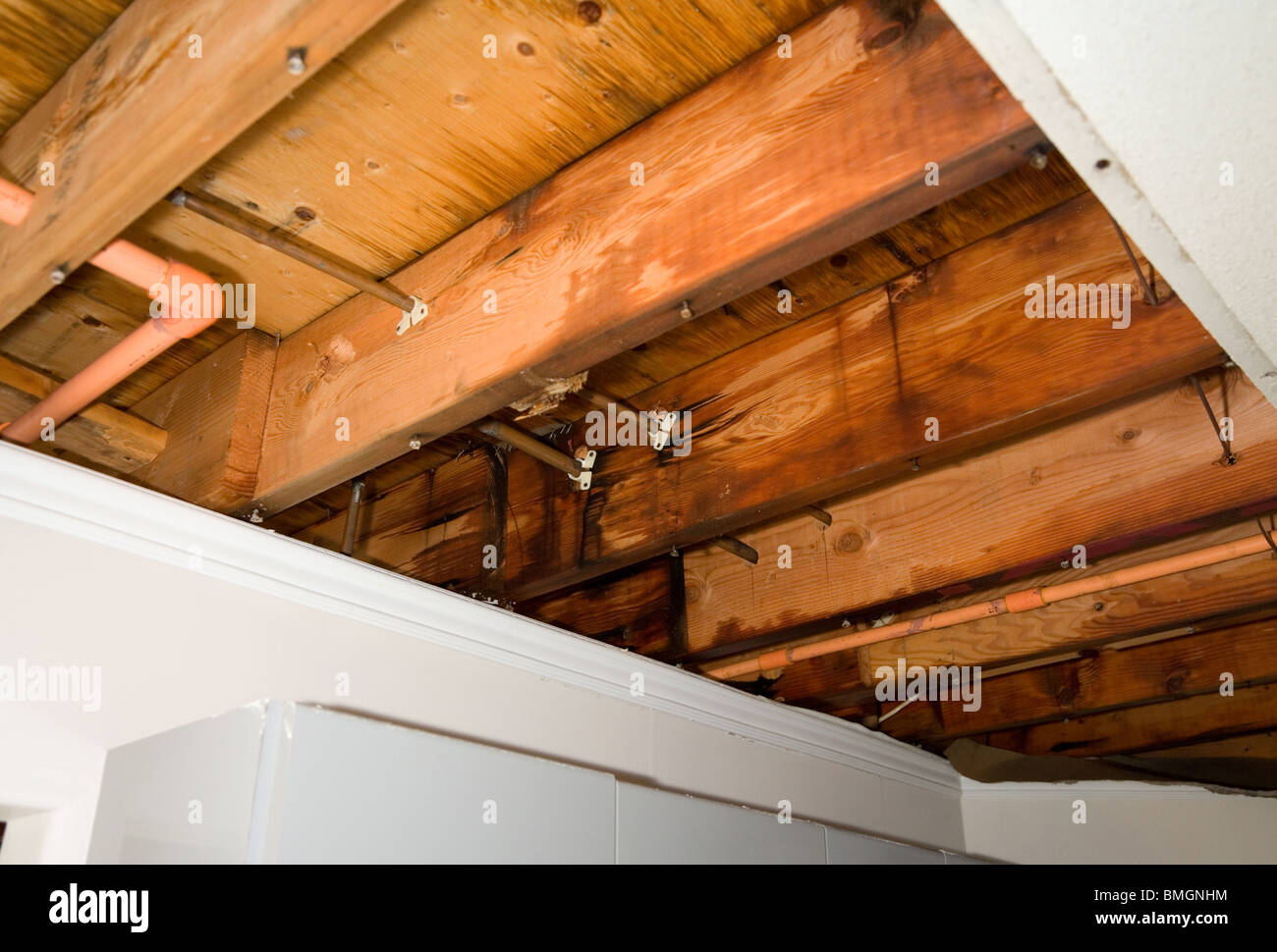 Home Interior Water Leaking Damage For Background Stock