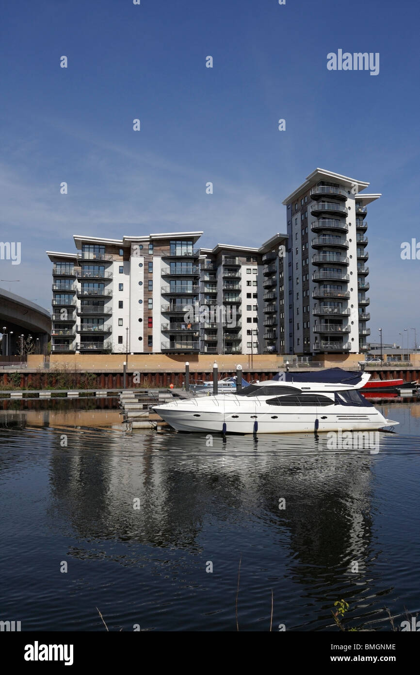 Riverside residential housing developments in Cardiff Bay Wales UK