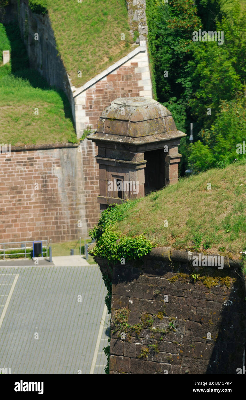Fortifications walls of Belfort citadel built by Vauban. Belfort territory, Franche-Comte region, France Stock Photo