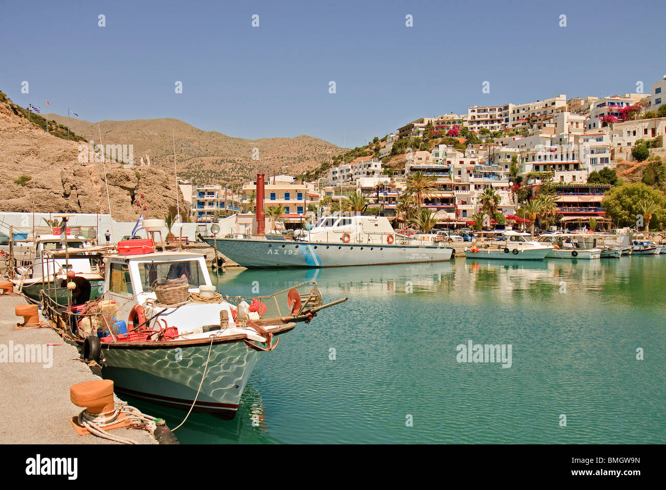 Crete Agia Galini Harbour Stock Photo