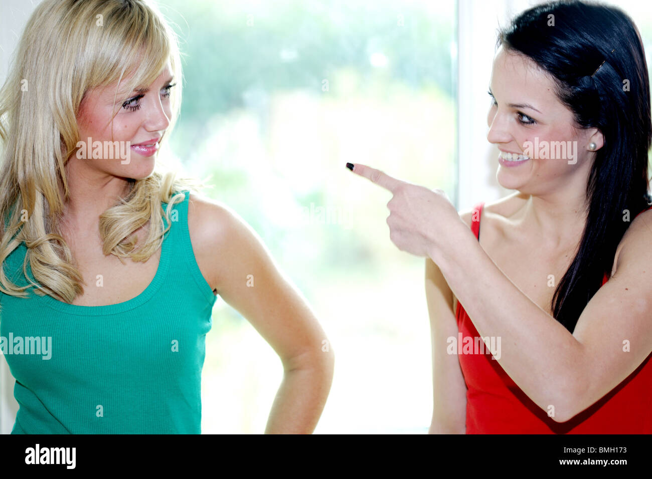 Teenage Girls Talking. Model Released Stock Photo