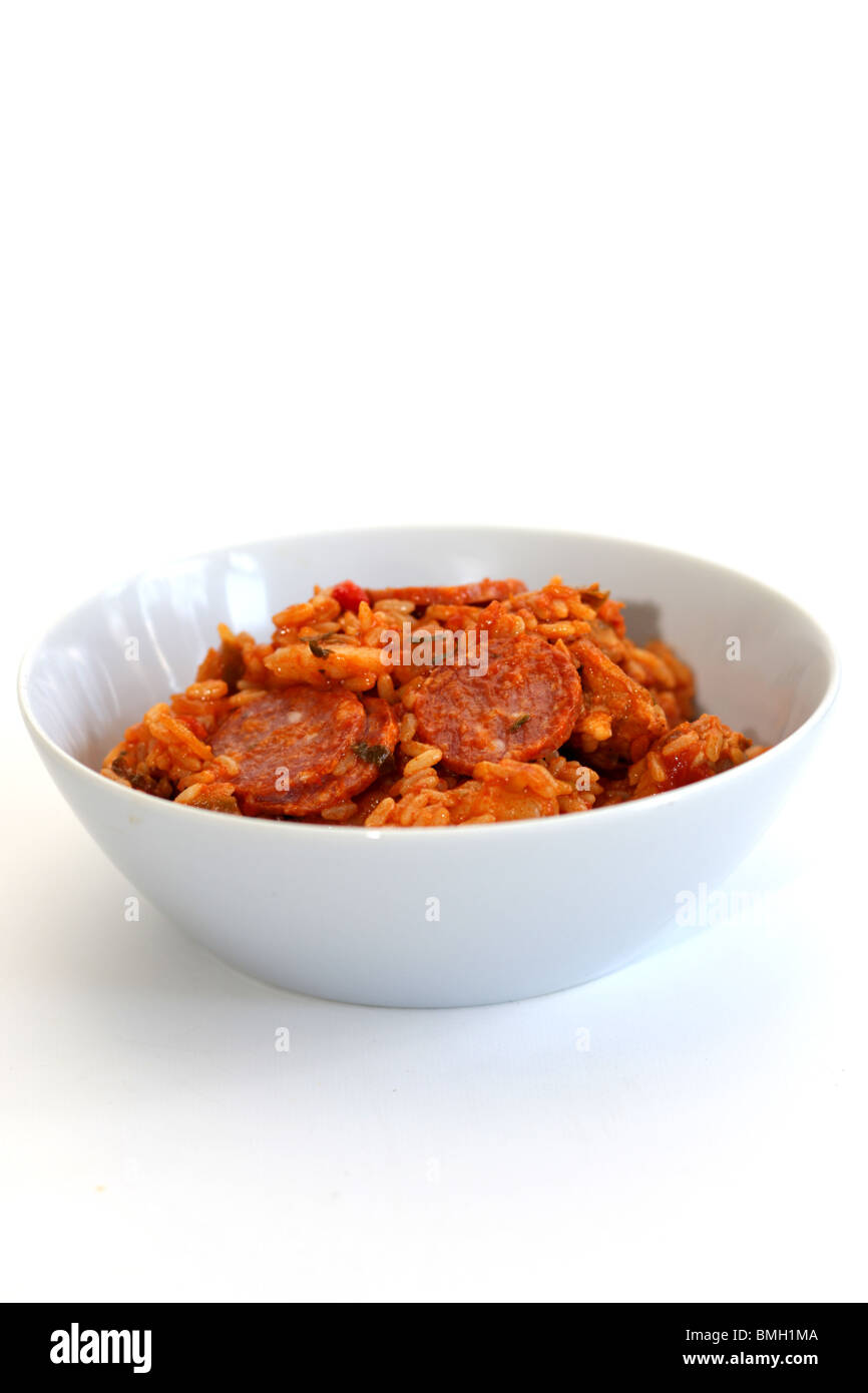Cajun chicken food jambalaya pepperoni prawn rice salad spicy Cut Out Stock Images & Pictures