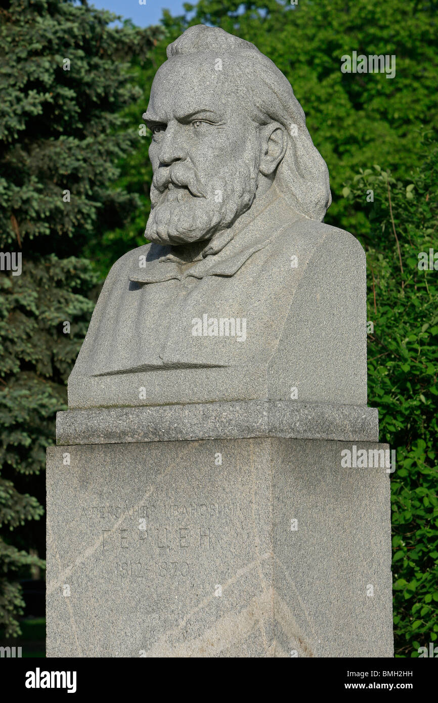 Statue of the Russian pro-Western writer and thinker Alexander Herzen (1812-1870) at the Lomonosov Moscow State University in Moscow, Russia Stock Photo