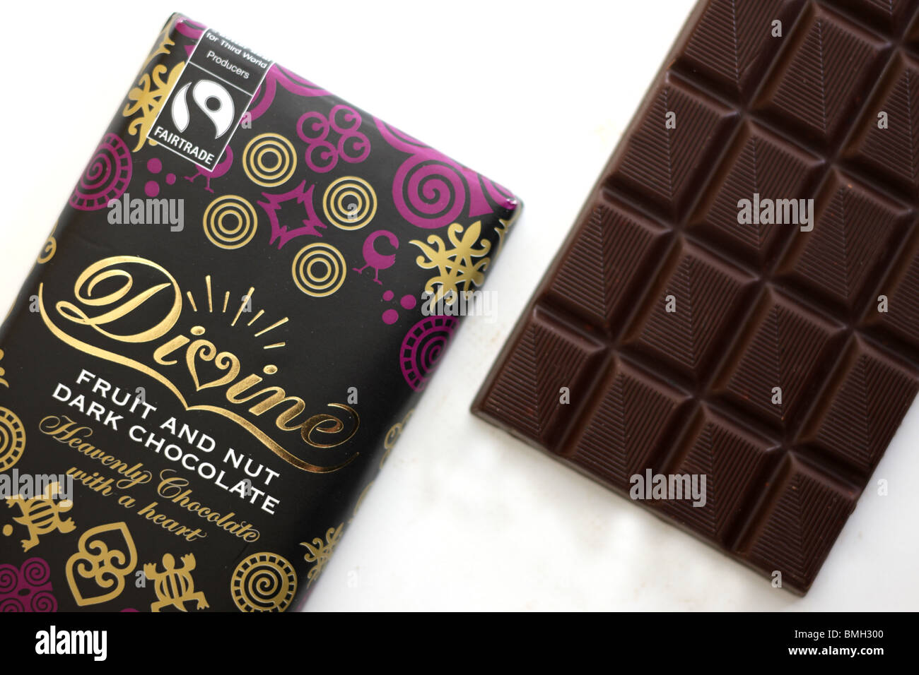 Divine Dark Chocolate Fruit and Nut Bar Stock Photo Alamy