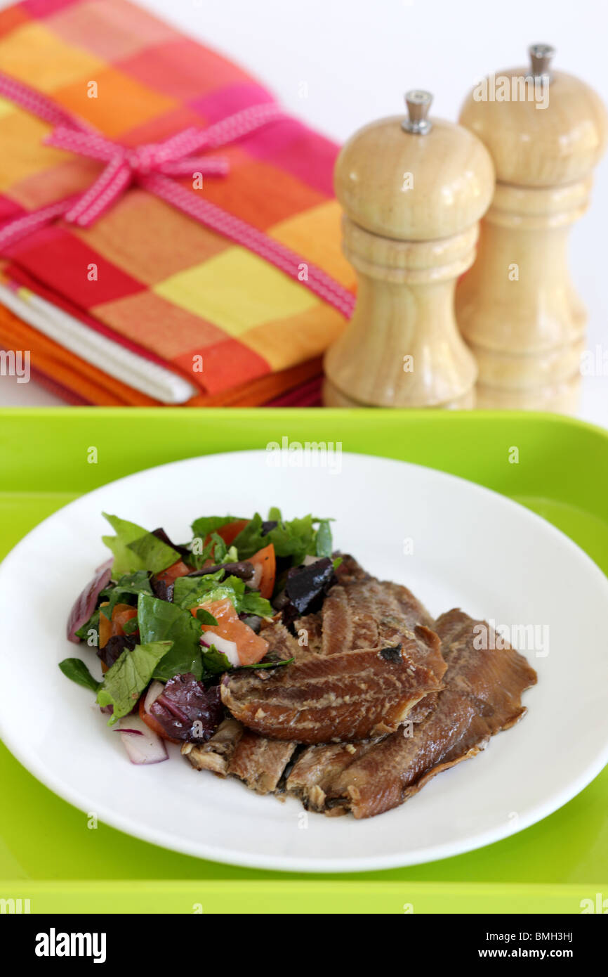 Tinned Fish and Salad Stock Photo Alamy