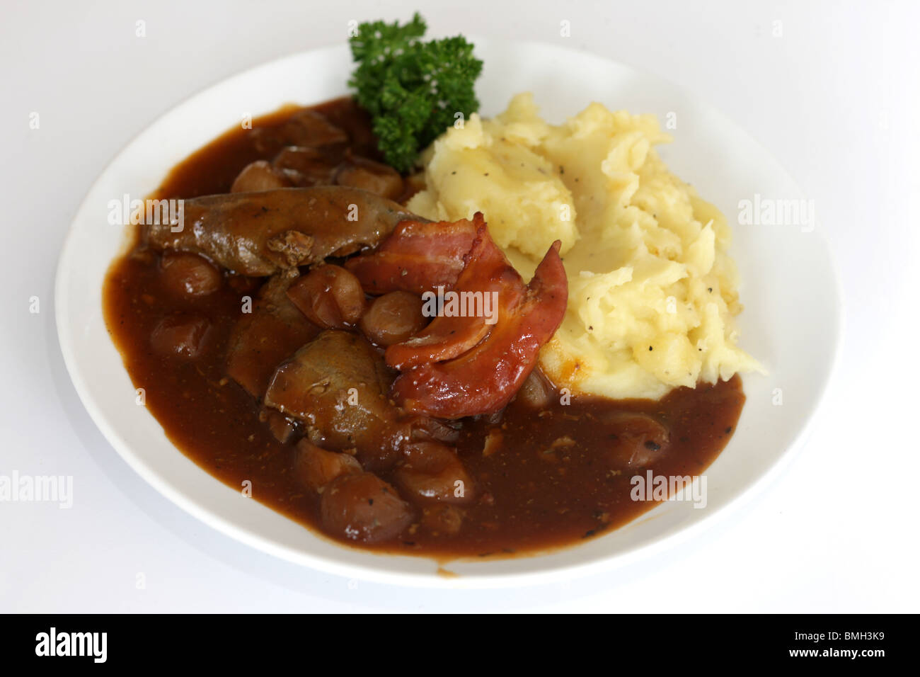 Liver Bacon Onions and Mash Potatoes Stock Photo Alamy
