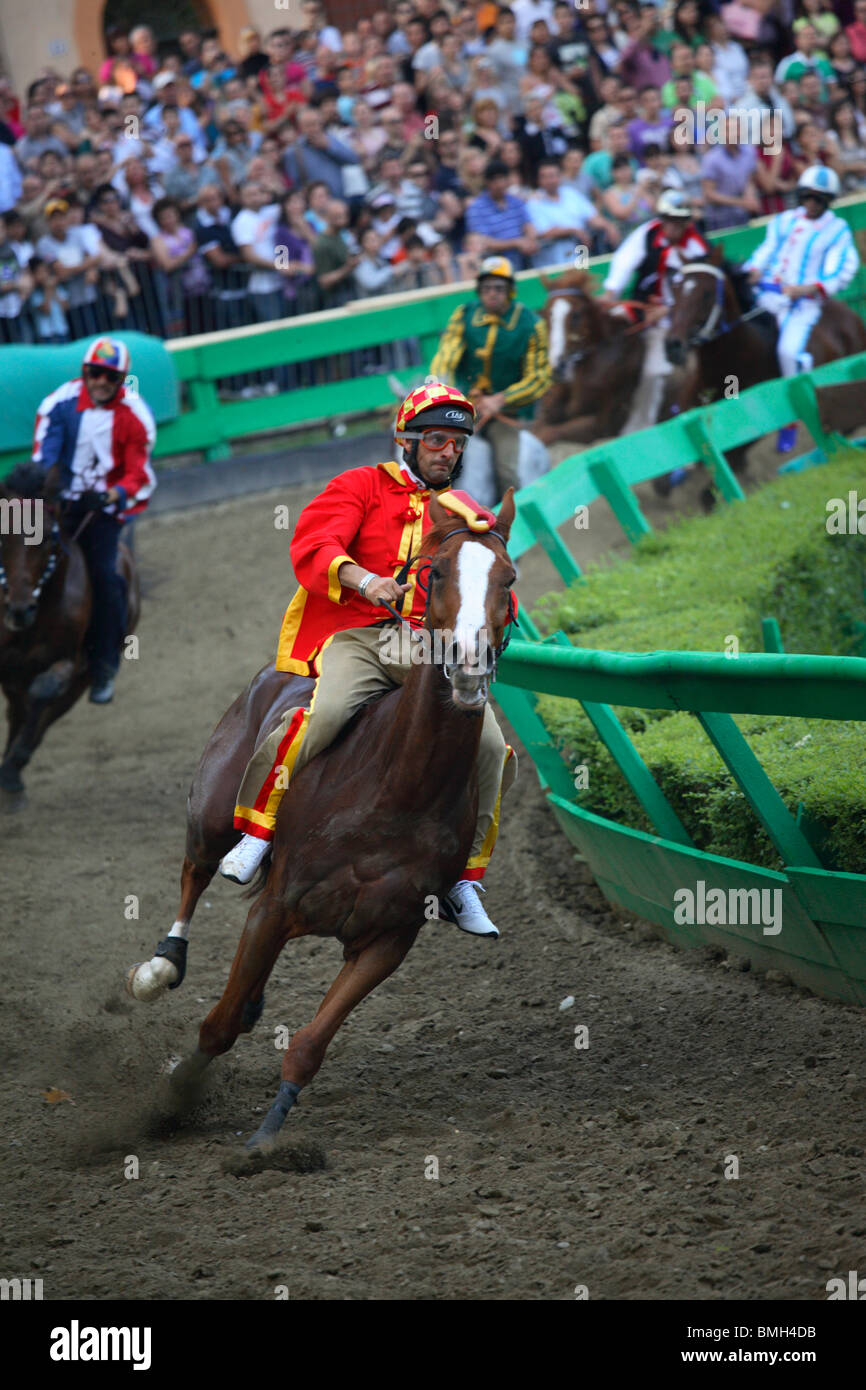 Horserace run at Palio Ferrara, Italy Stock Photo