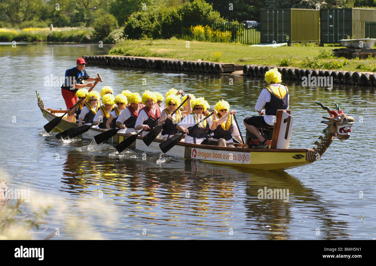 Dragon boat racing, River Avon, Warwick, UK Stock Photo