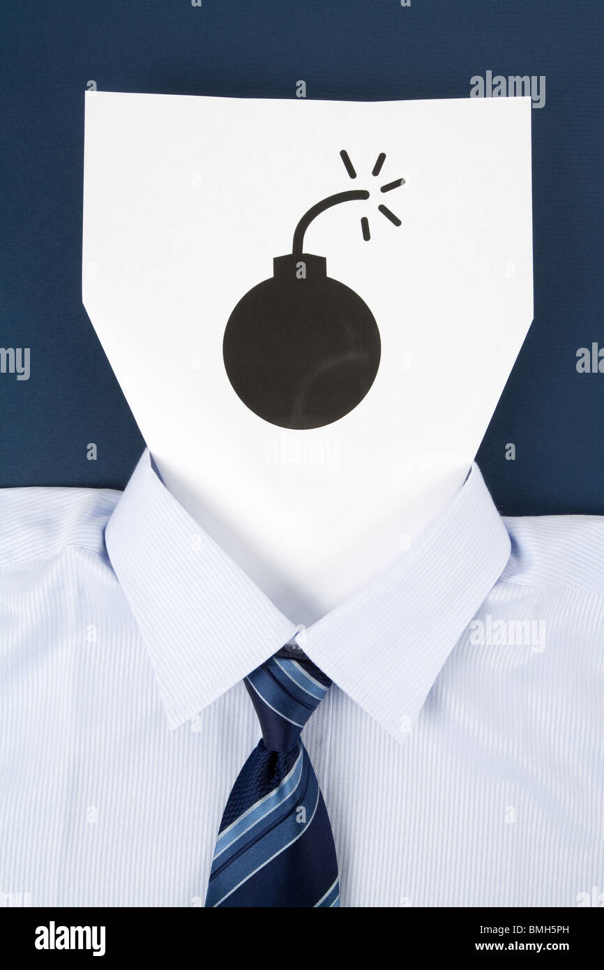 Paper Face and Bomb Sign, Business Concept Stock Photo