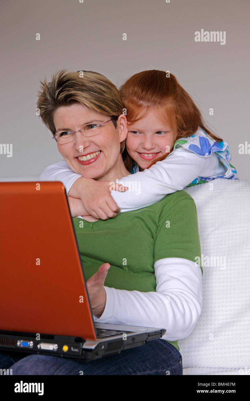 portrait of a happy mother and her daughter Stock Photo