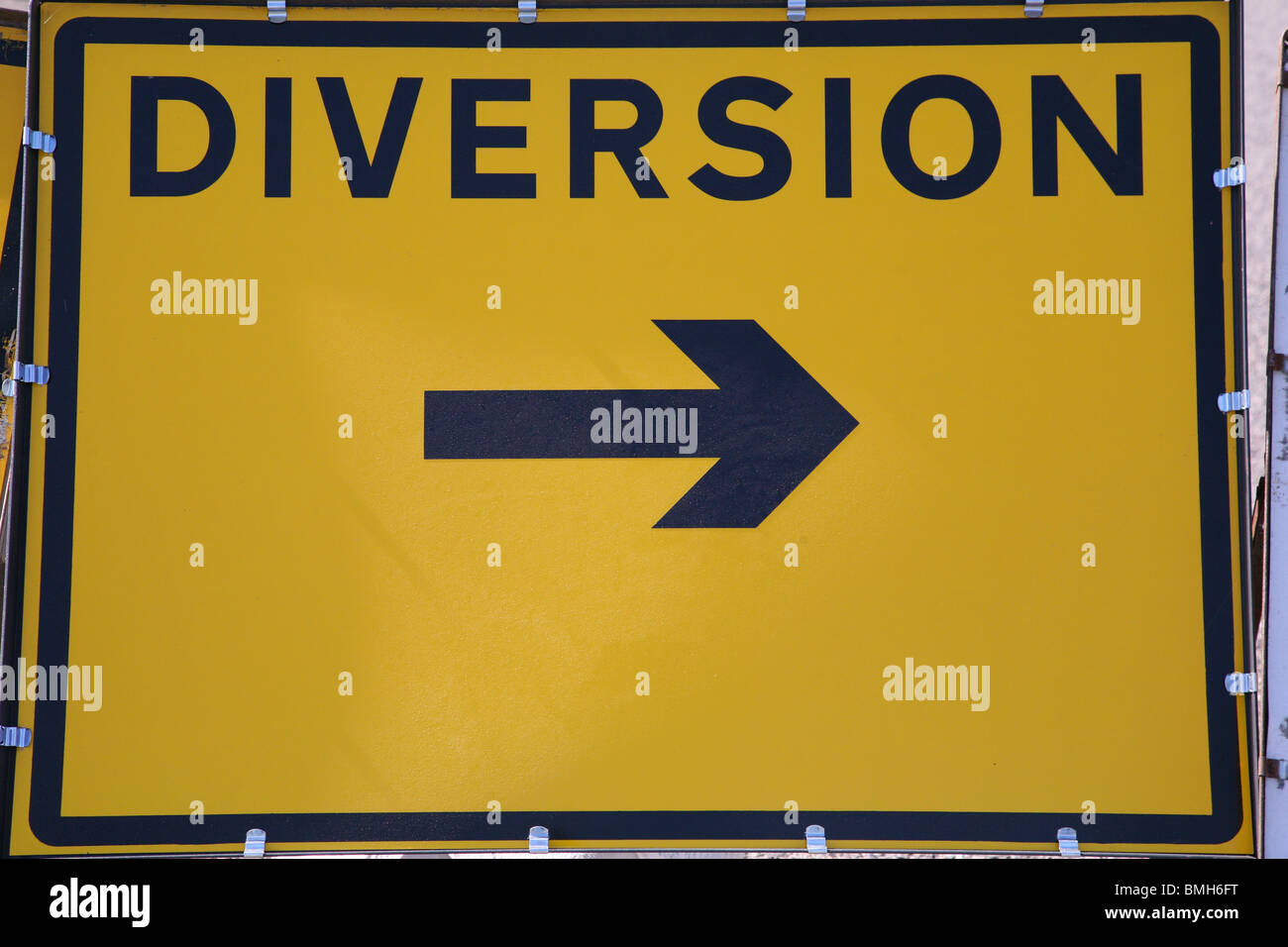 diversion road sign with arrow Stock Photo