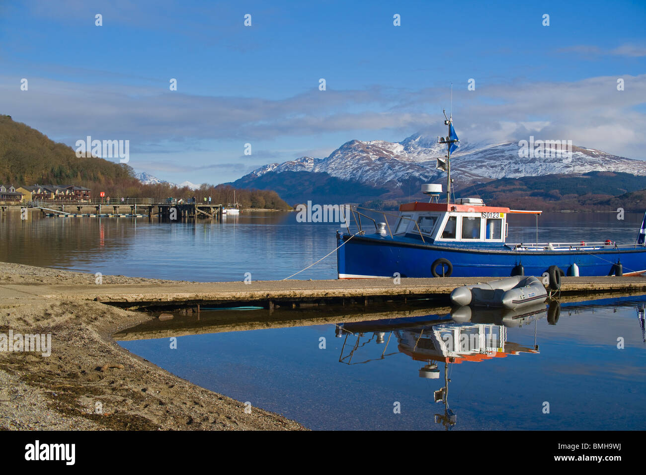 Snow on Ben Lomond, from Luss, Loch Lomond, Scotland Stock Photo Alamy