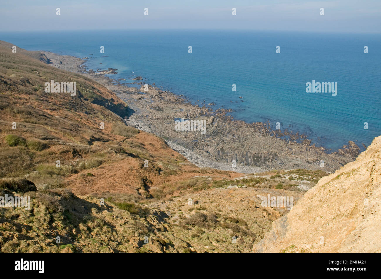 Impressive rock structures on the North Cornwall coastline at Millook ...