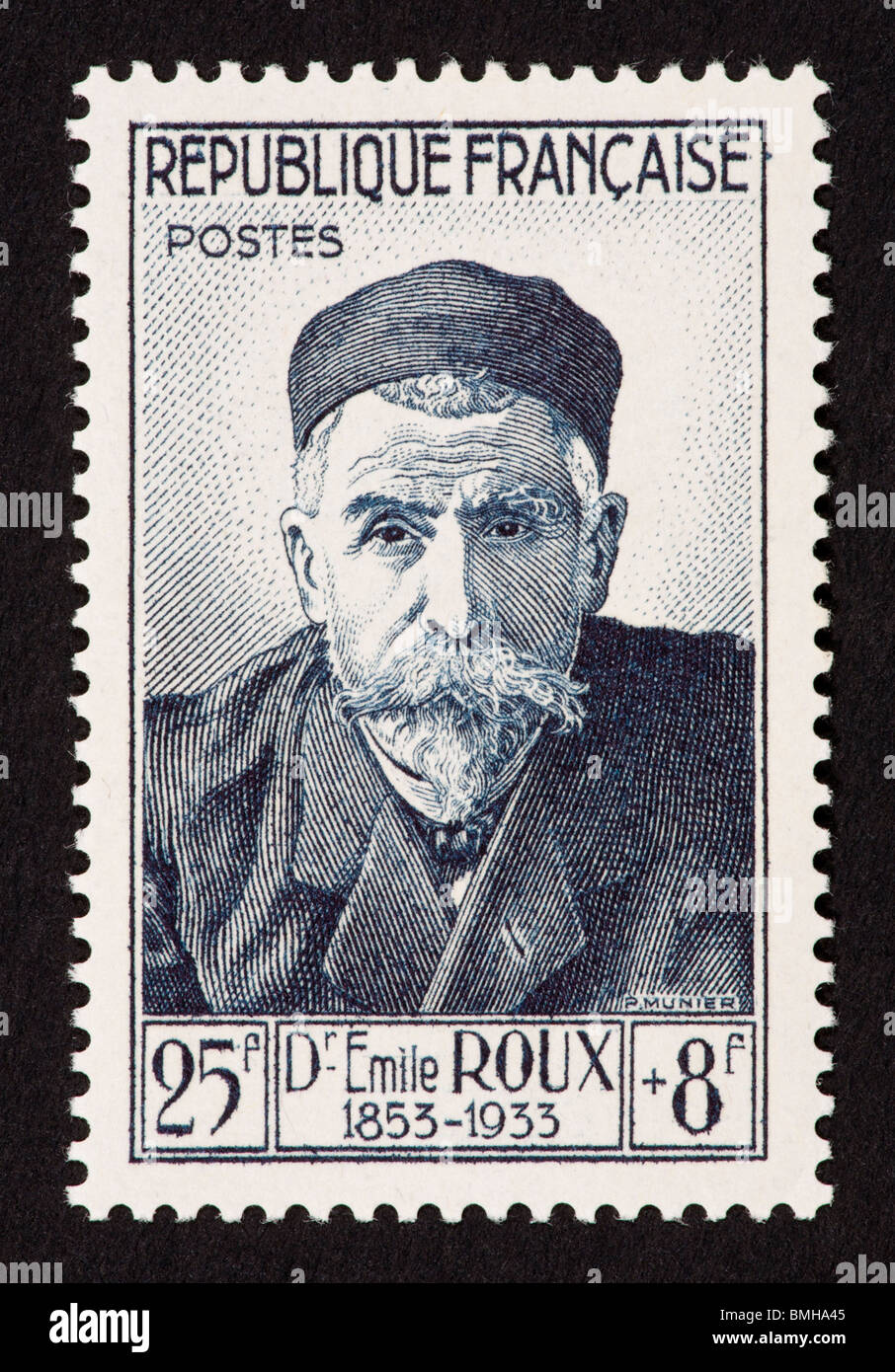 Postage stamp from France depicting Dr. Emile Roux Stock Photo - Alamy