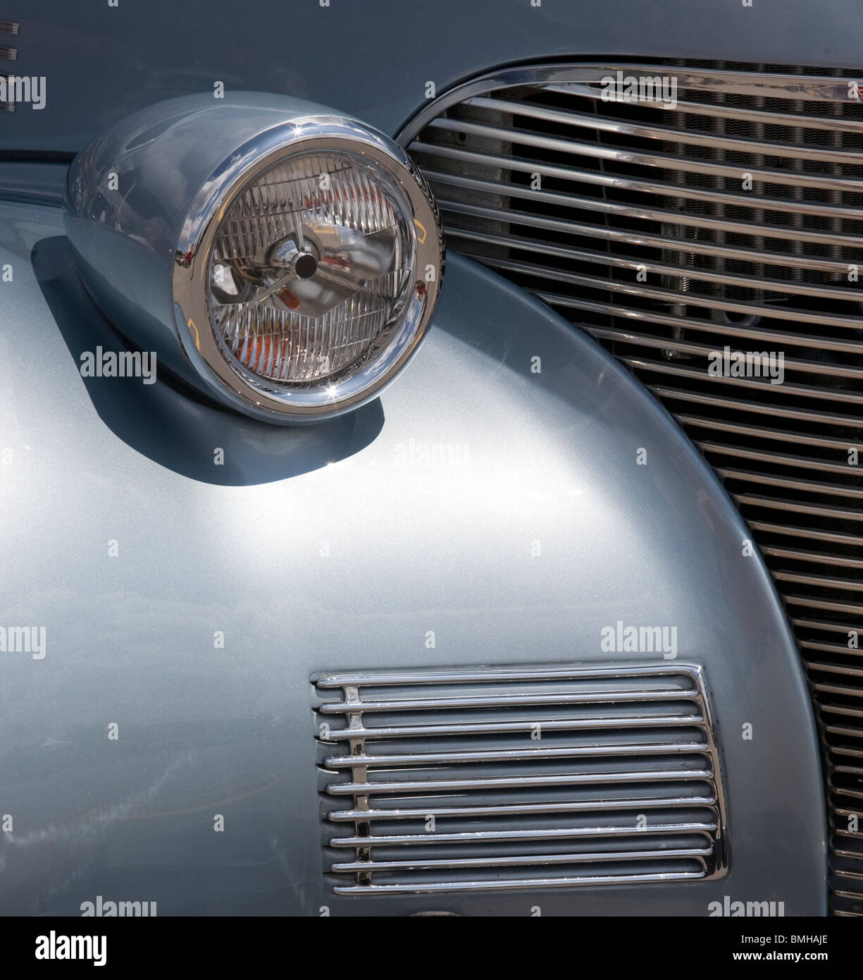 Detail of vintage car on display during an antique car show Stock Photo