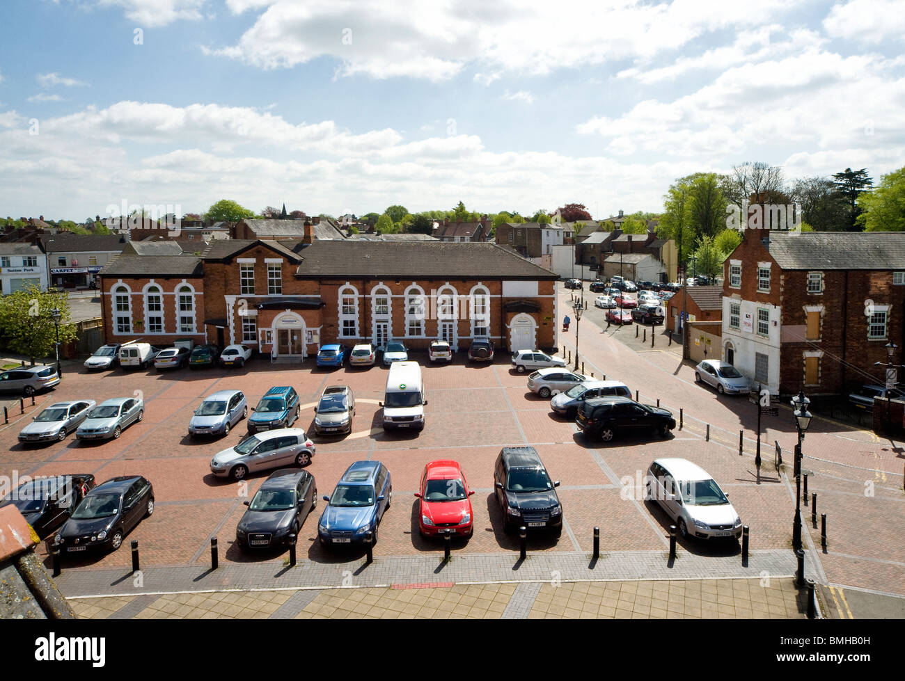 Looking down at central car park in Rugby, East Midlands, UK Stock Photo