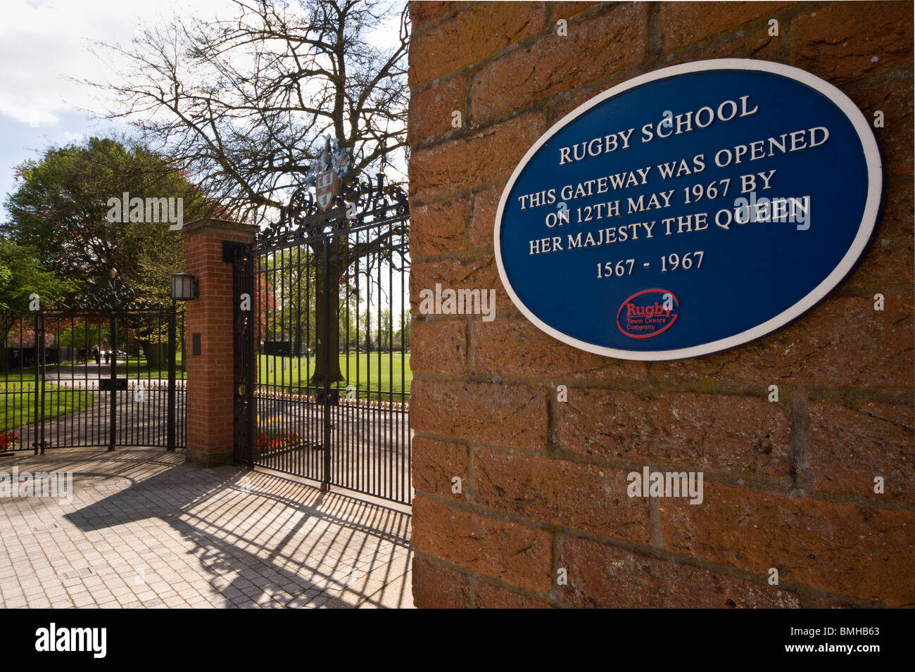 Rugby School commemorative gates, Rugby Town, Warwickshire, UK Stock Photo