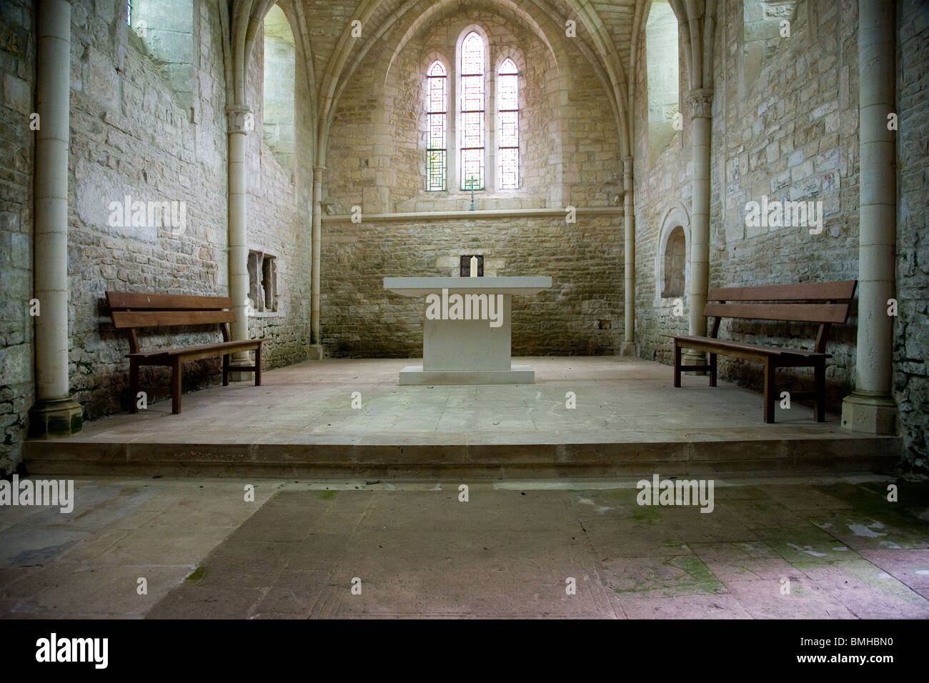 The interior of the church at Chateau de Brecy, Calvados, Normandy, France Stock Photo