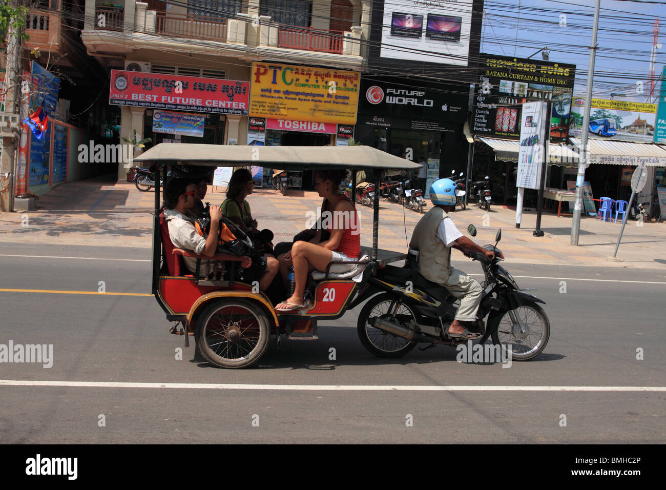 Motor cycle rickshaw, Siem Reap, Cambodia Stock Photo