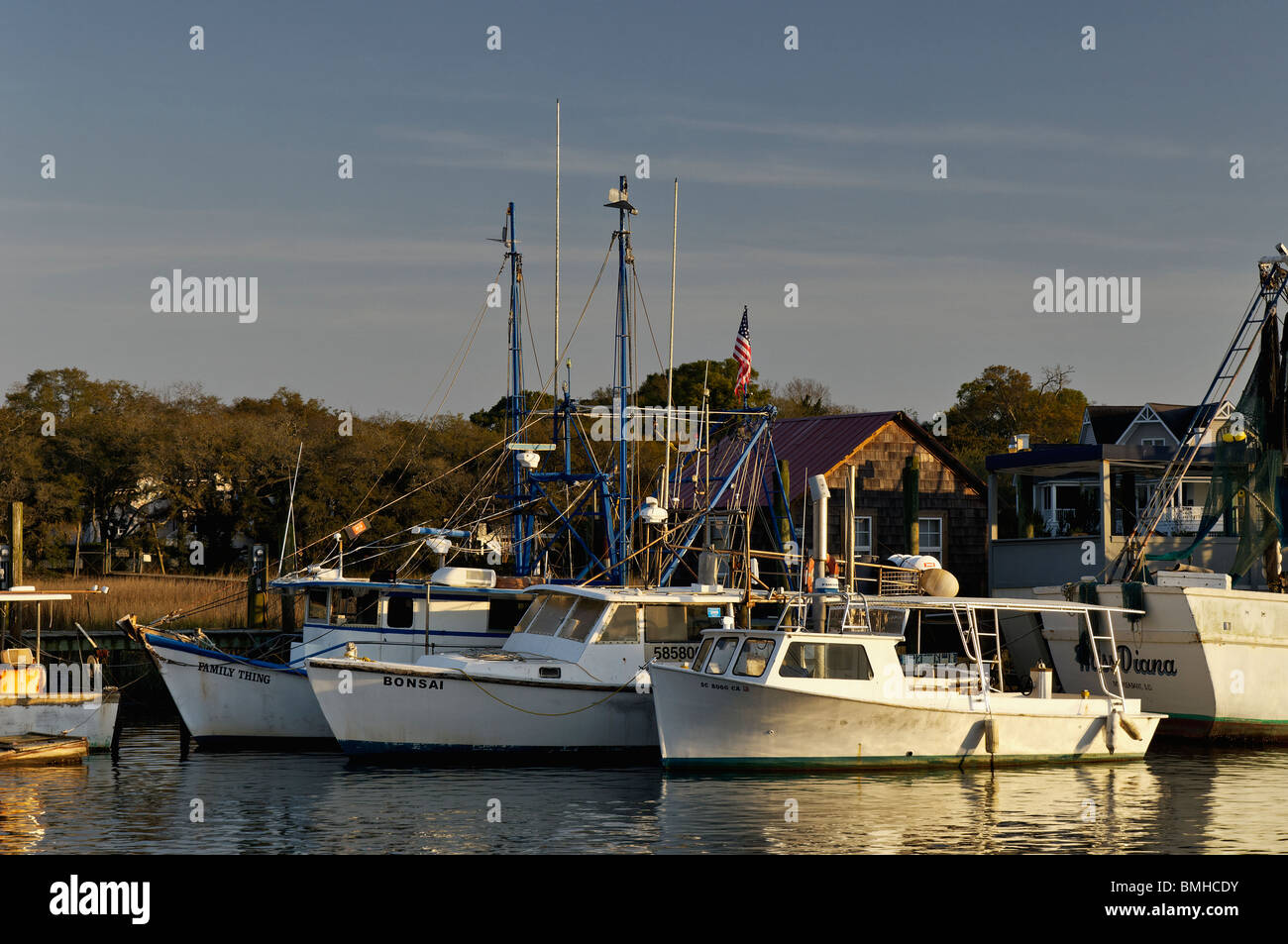 Fishing Boats on Shem Creek in Charleston County, South Carolina Stock Photo