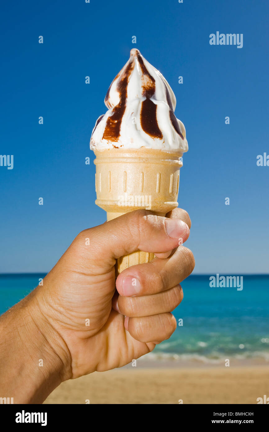 Summer icecream on the beach Stock Photo