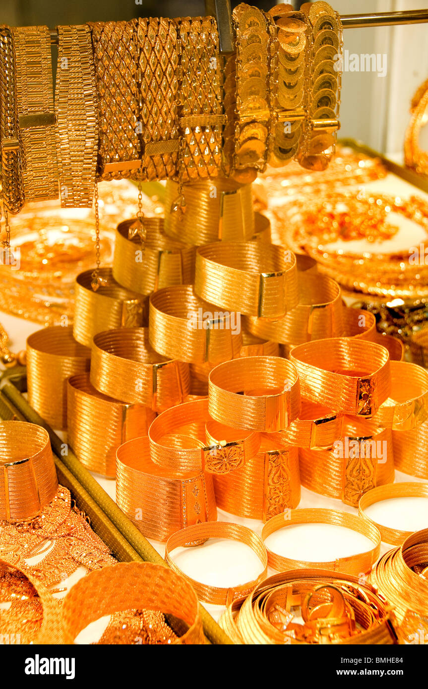 Istanbul Grand Bazaar Turkey Kapali Carsi Kapalıcarsı gold jewelery Stock Photo