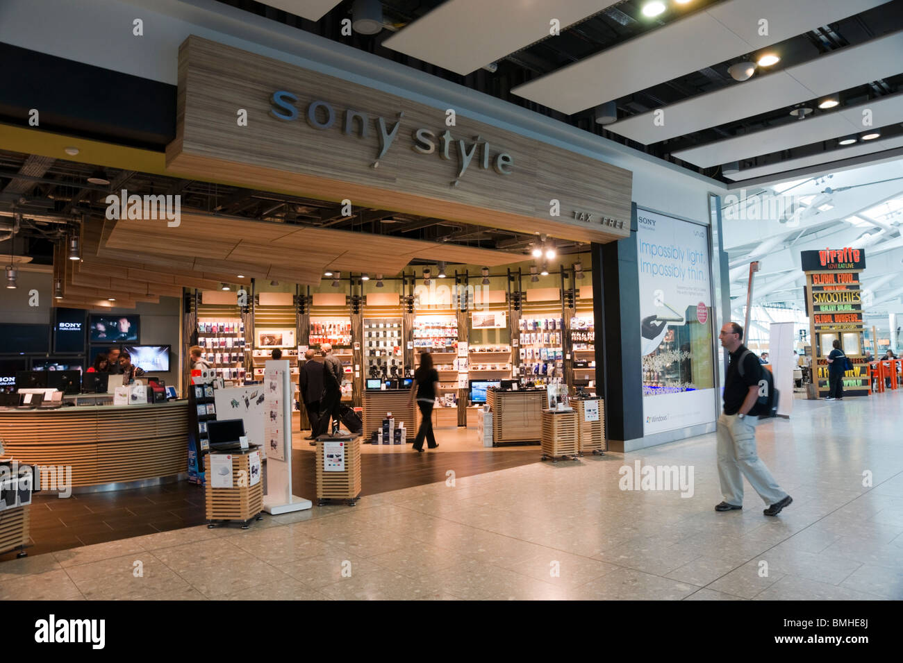 London Heathrow Airport Terminal 5 - retail shopping - Sony Style shop Stock Photo