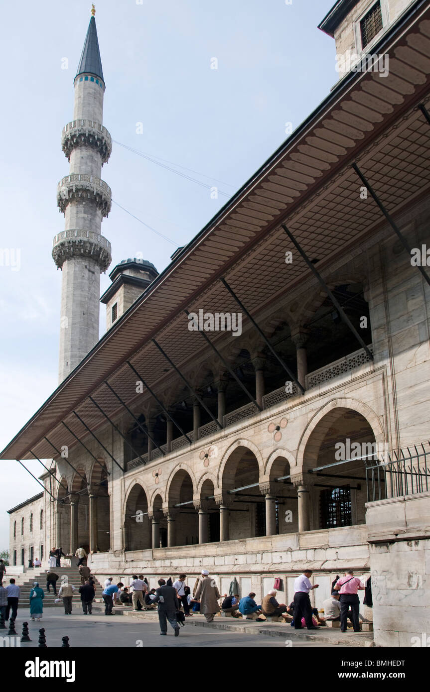 Istanbul Eminonu near  Galata bridge Mosque Yeni Camil Meydani Eminonu Stock Photo