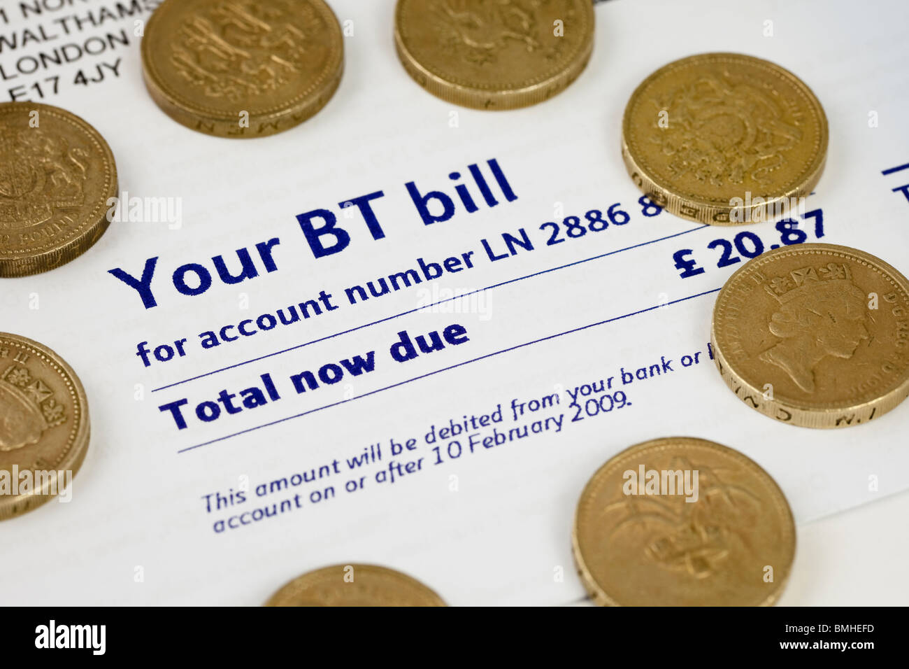 Bt telephone bill Stock Photo - Alamy