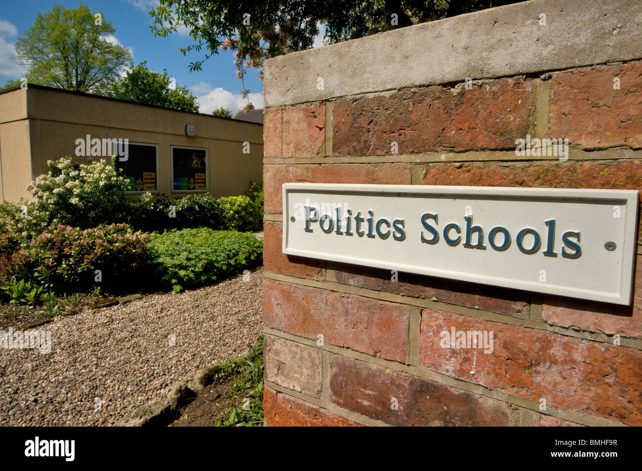 Rugby School, Politics School building with posters in window ‘Vote Labour’, Rugby Warwickshire, UK Stock Photo