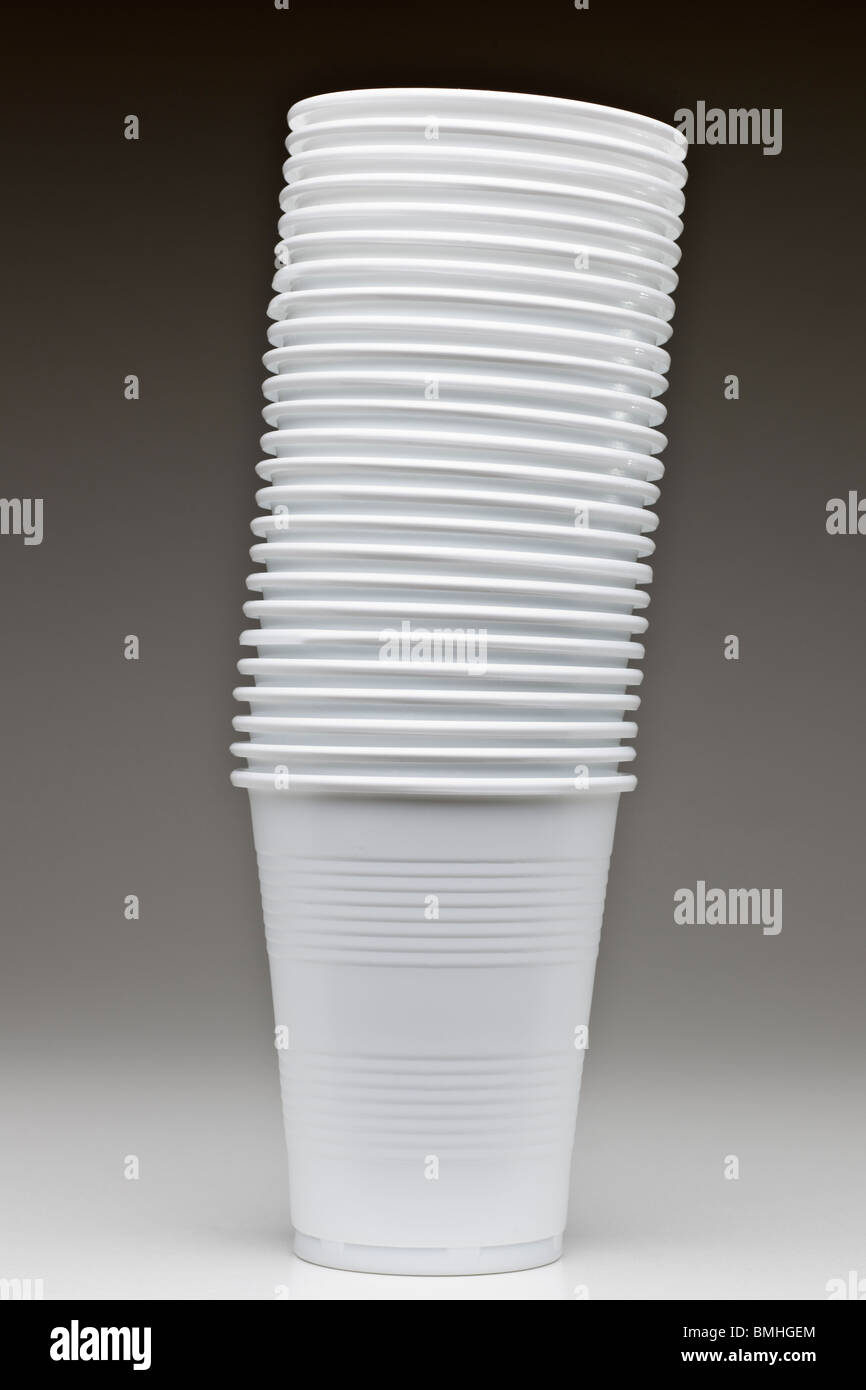 Stacked pile of disposable unused plastic cups Stock Photo Alamy