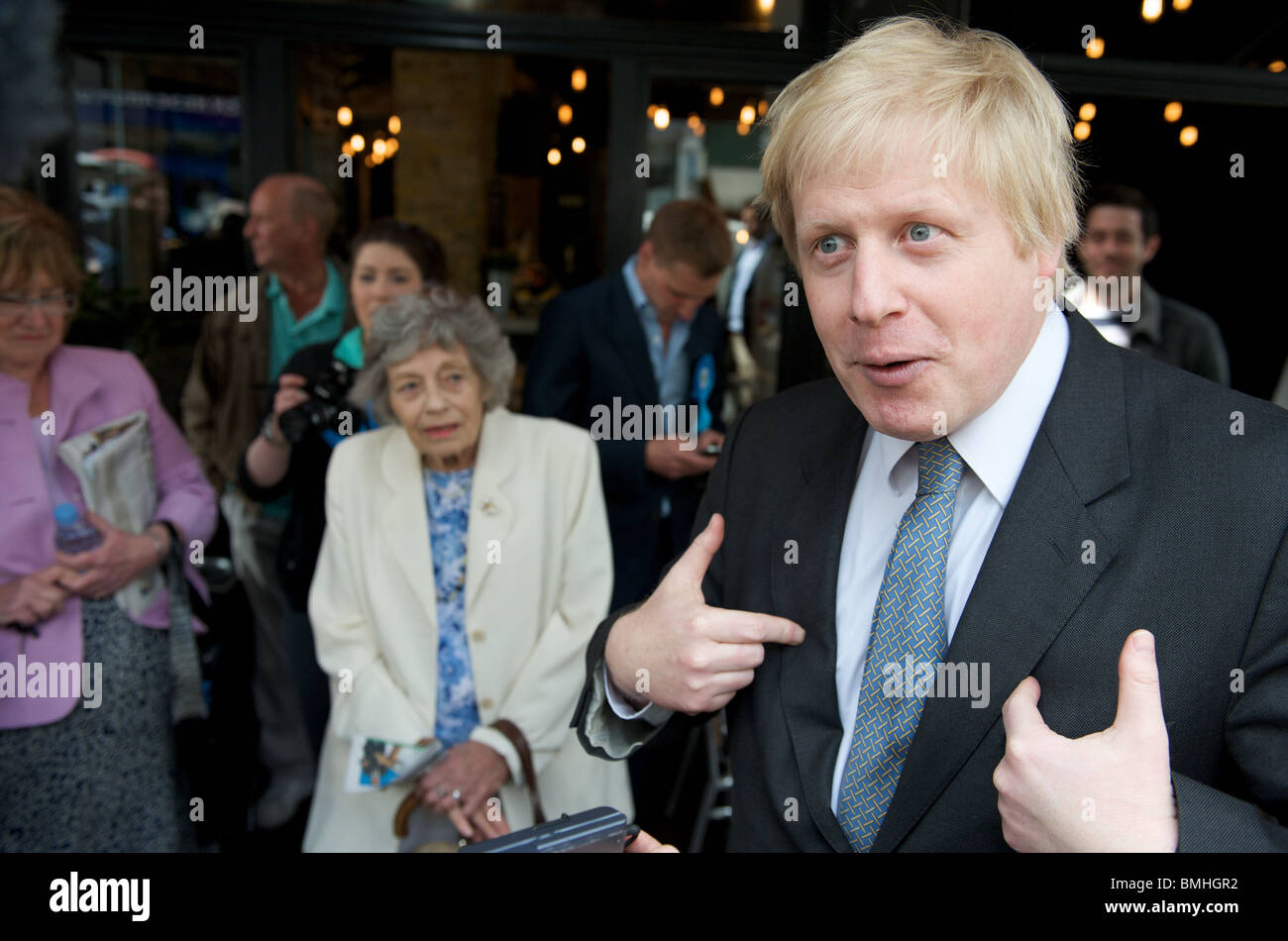 London Mayor, Boris Johnson and Shadow Immigration Minister, Damian Green, campaign and hold a public meeting on civil liberties Stock Photo