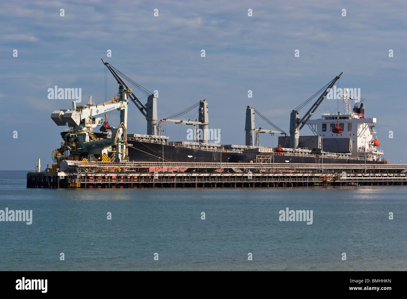 Bulk carrier at the jetty that handles fertilizers, sulphur, chemicals