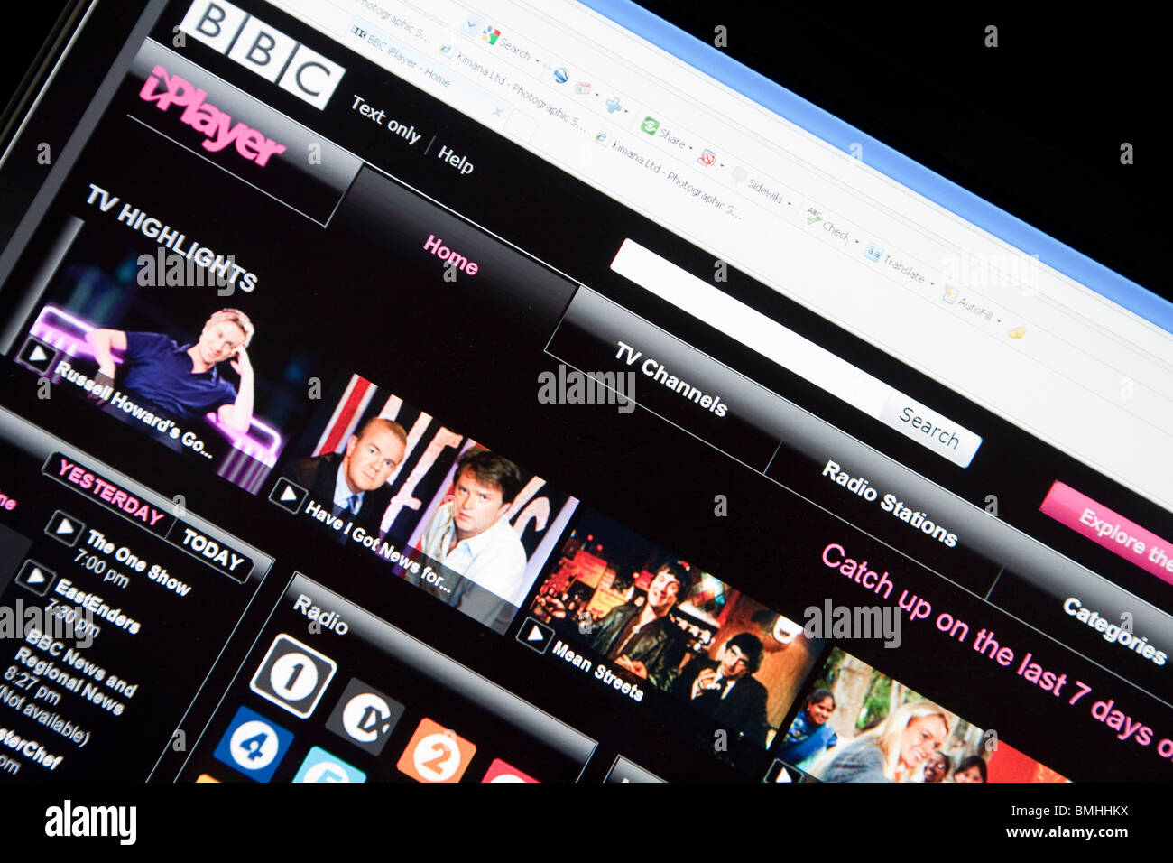 BBC iPlayer web site Stock Photo