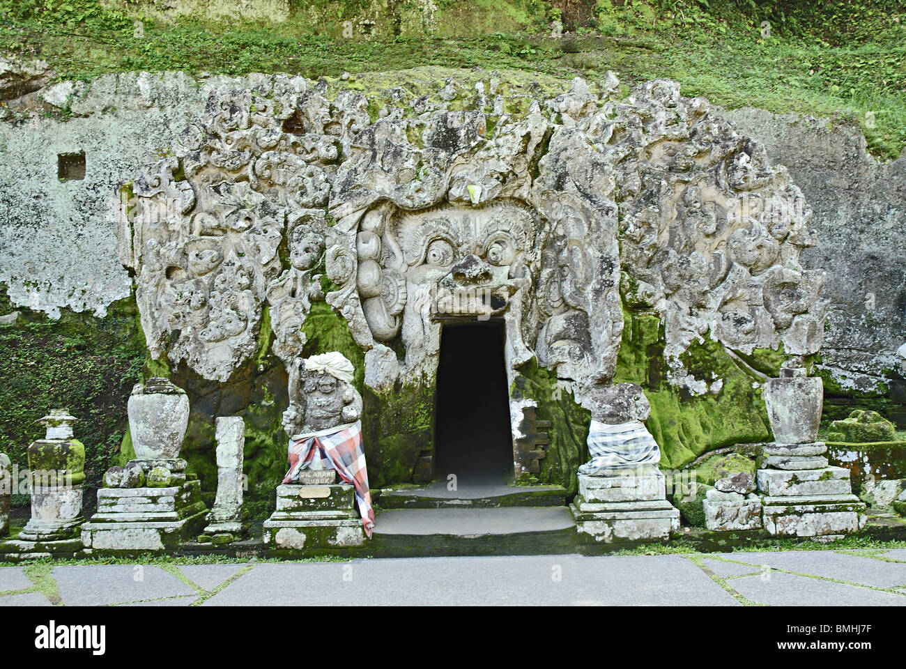 Indonesia-Bali, –Goa Gajah General-View showing Façade. Stock Photo